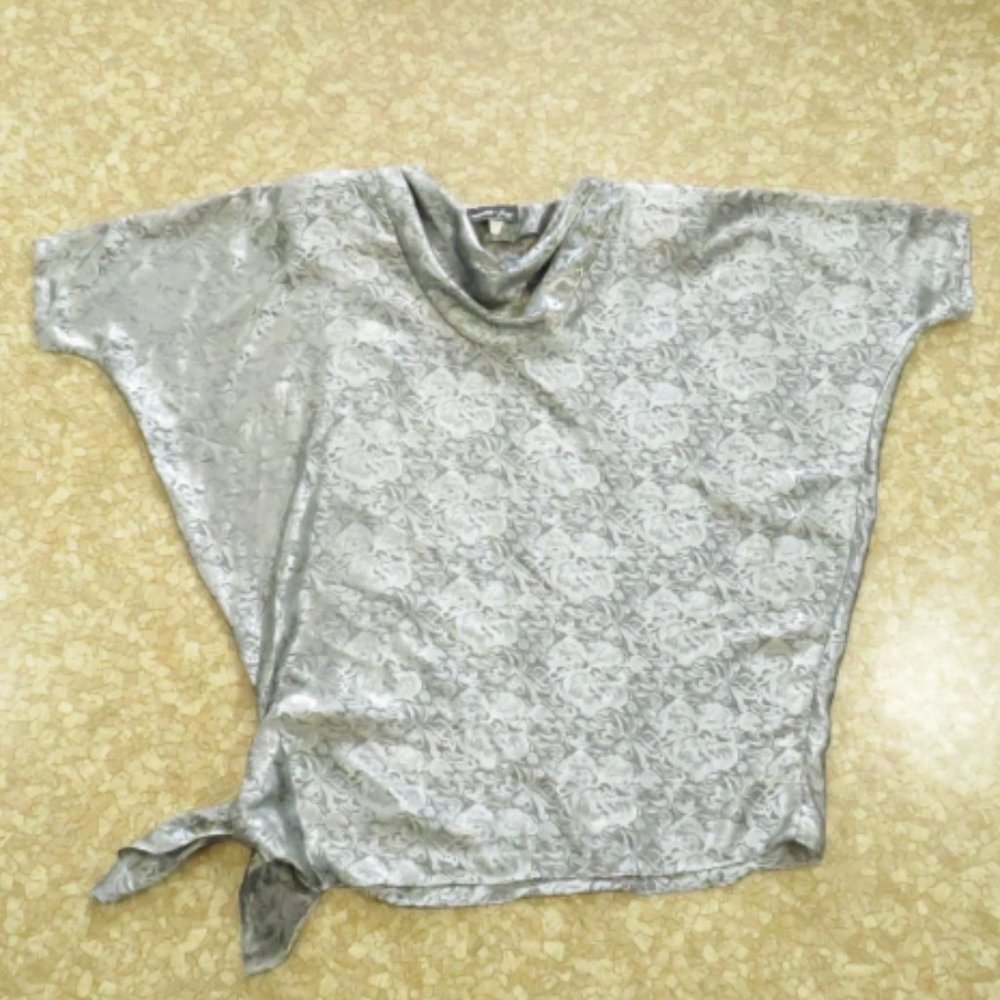 1980s Silver Lame Top Approximate Size XL Disco Era Vintage